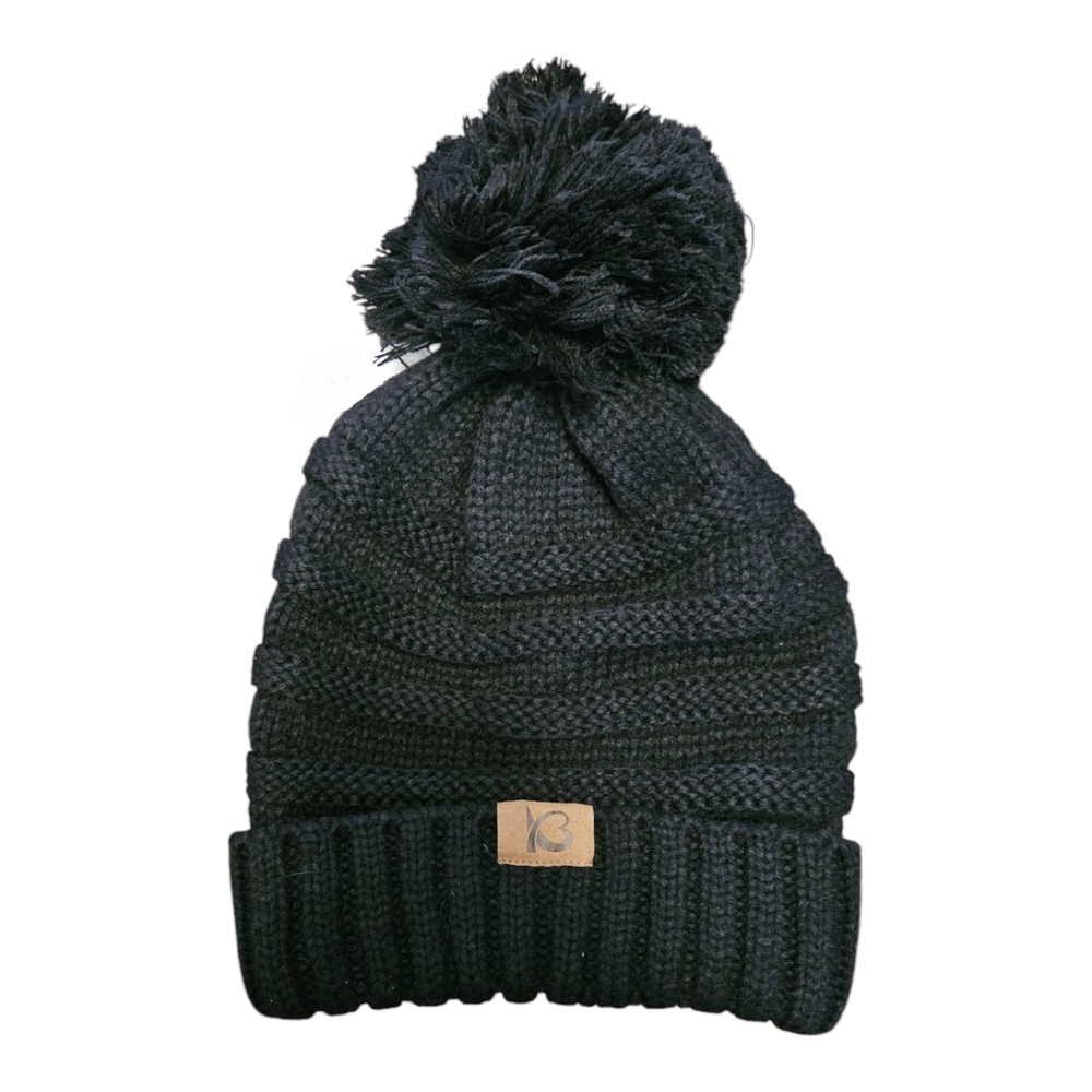 KB Ethos Black Chunky Cable Knit Slouch Pom Beanie Oversized Women Ski Hat